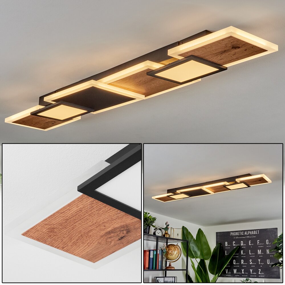 Sourbarie Taklampa LED Brun, träoptik, Svart, 1-ljuskällor main product photo
