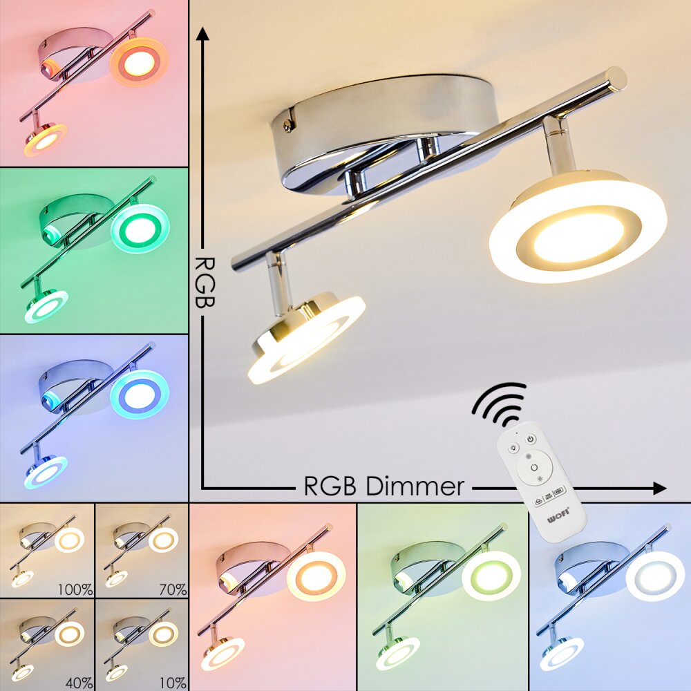 Lucy Taklampa, Takstrålkastare LED Krom, 2-ljuskällor, Fjärrkontroll, Färgväxlare main product photo