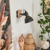Tina Vägglampa, Väggspotlight Krom, Trä mörkt, Svart, 1-ljuskällor