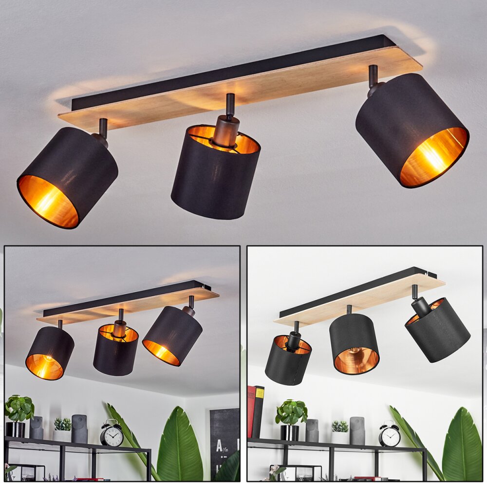 Alsen Taklampa, Takstrålkastare Trä ljus, Svart, 3-ljuskällor main product photo