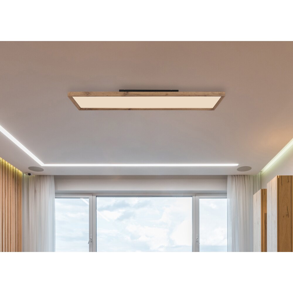 Globo CINDERELLA Taklampa, Panel LED träoptik, Vit, 1-ljuskällor main product photo