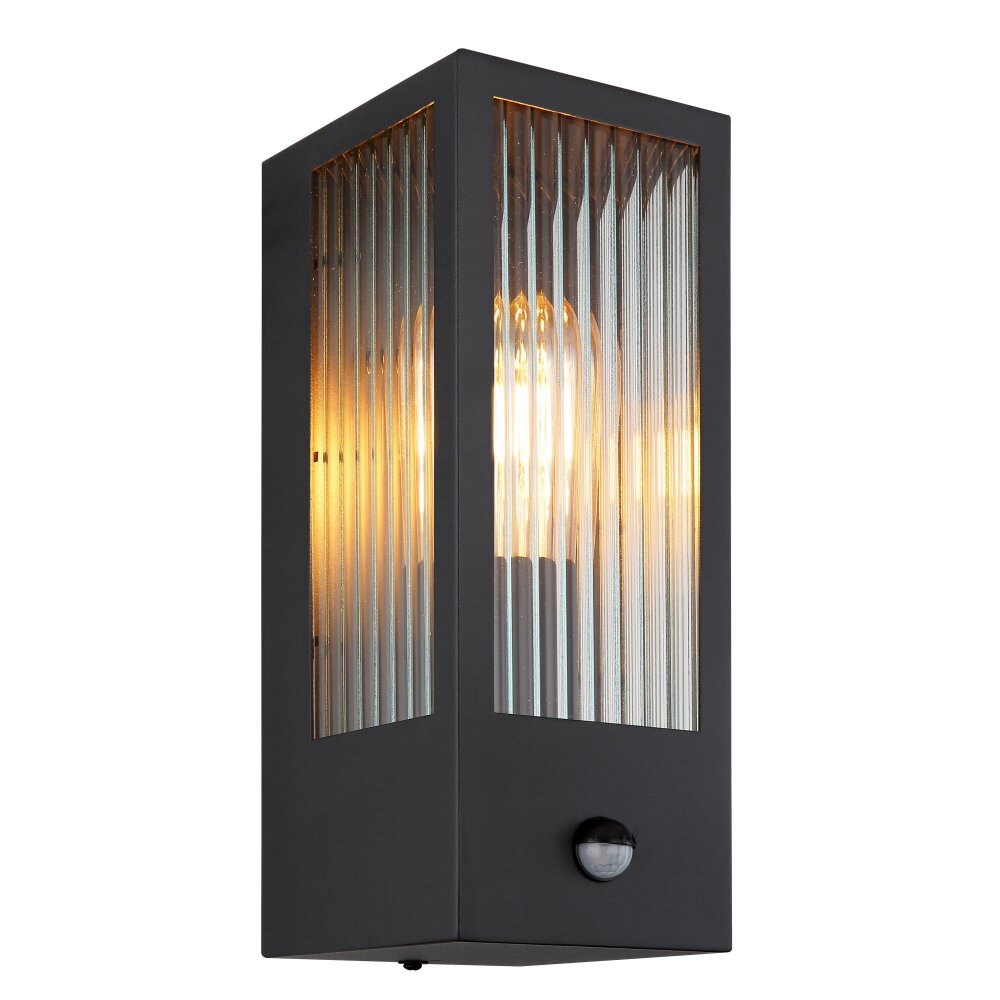 Globo GUNDULA vägglampa utomhus Svart, 1-ljuskällor, Rörelsedetektor main product photo