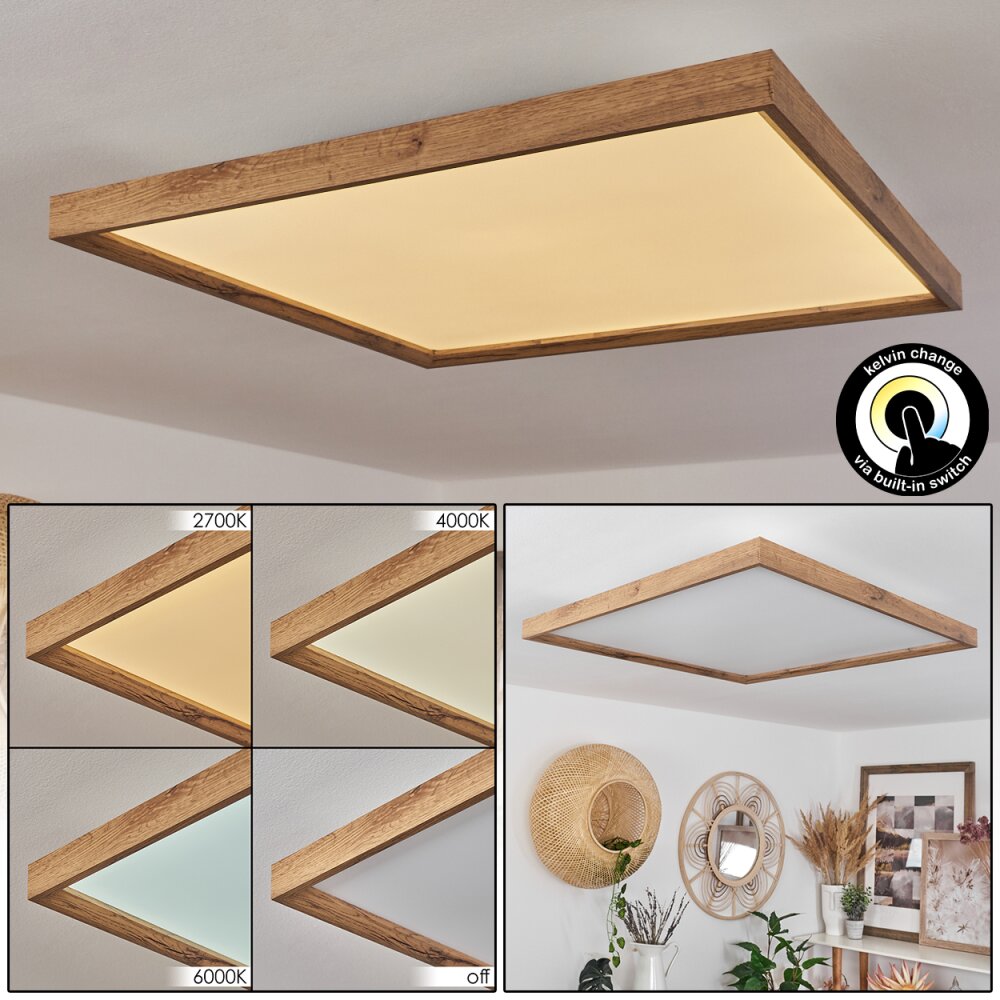 Longvic Taklampa, Panel LED Brun, träoptik, Svart, 1-ljuskällor main product photo