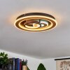 Xamontarupt Taklampa LED Brun, träoptik, Svart, 1-ljuskällor, Fjärrkontroll