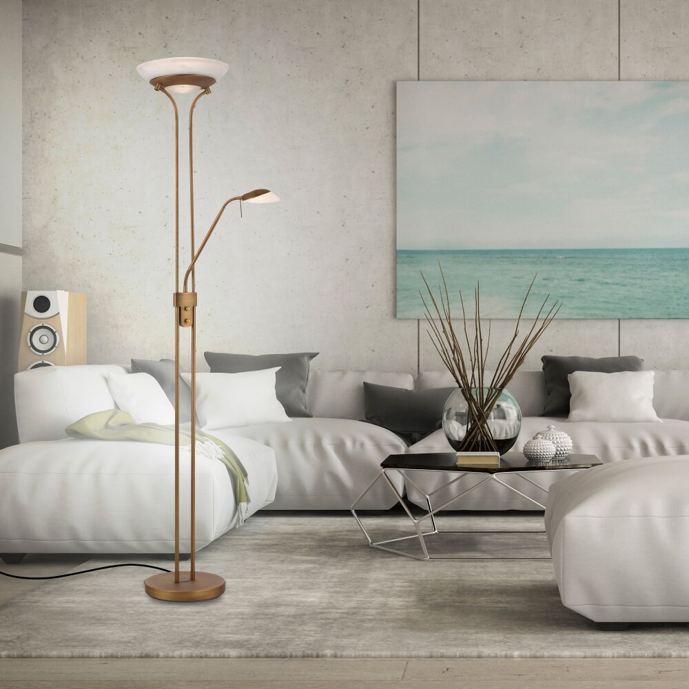 Leuchten Direkt ZAHARA strålkastare, Golvlampa LED Antikmässing, 2-ljuskällor main product photo