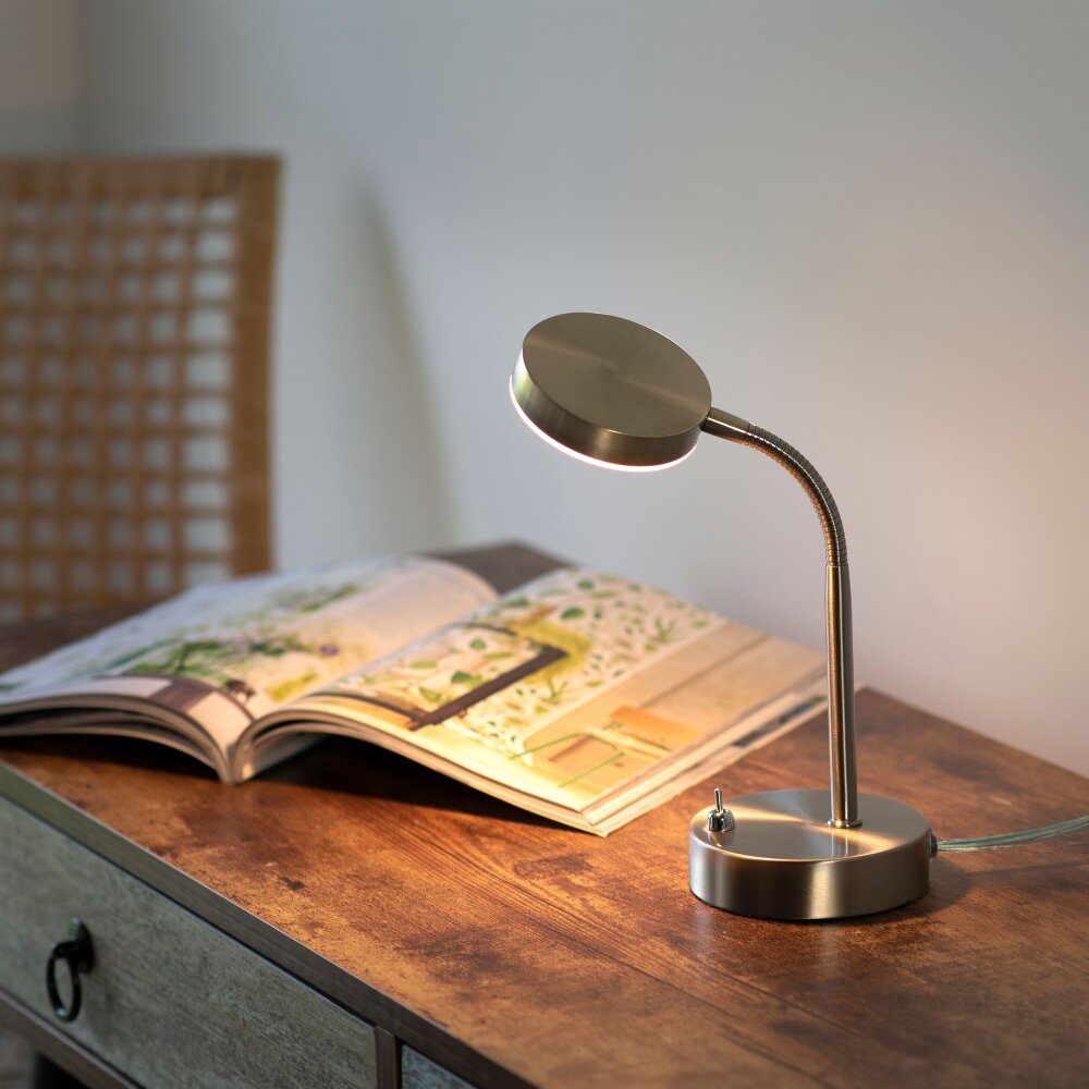 Leuchten Direkt HENSKEN Bordslampa, Läslampa LED Stål borstat, 1-ljuskällor main product photo