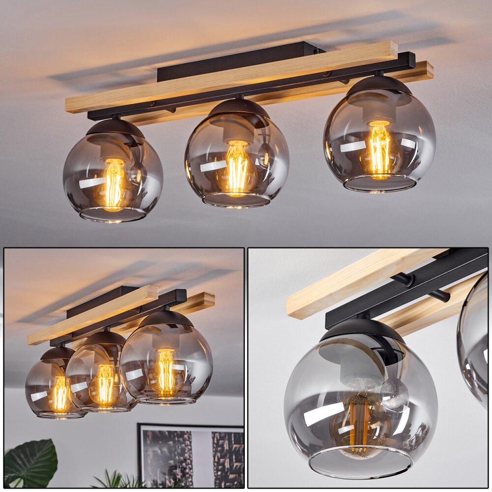 Podre Taklampa Trä ljus, Svart, 3-ljuskällor main product photo