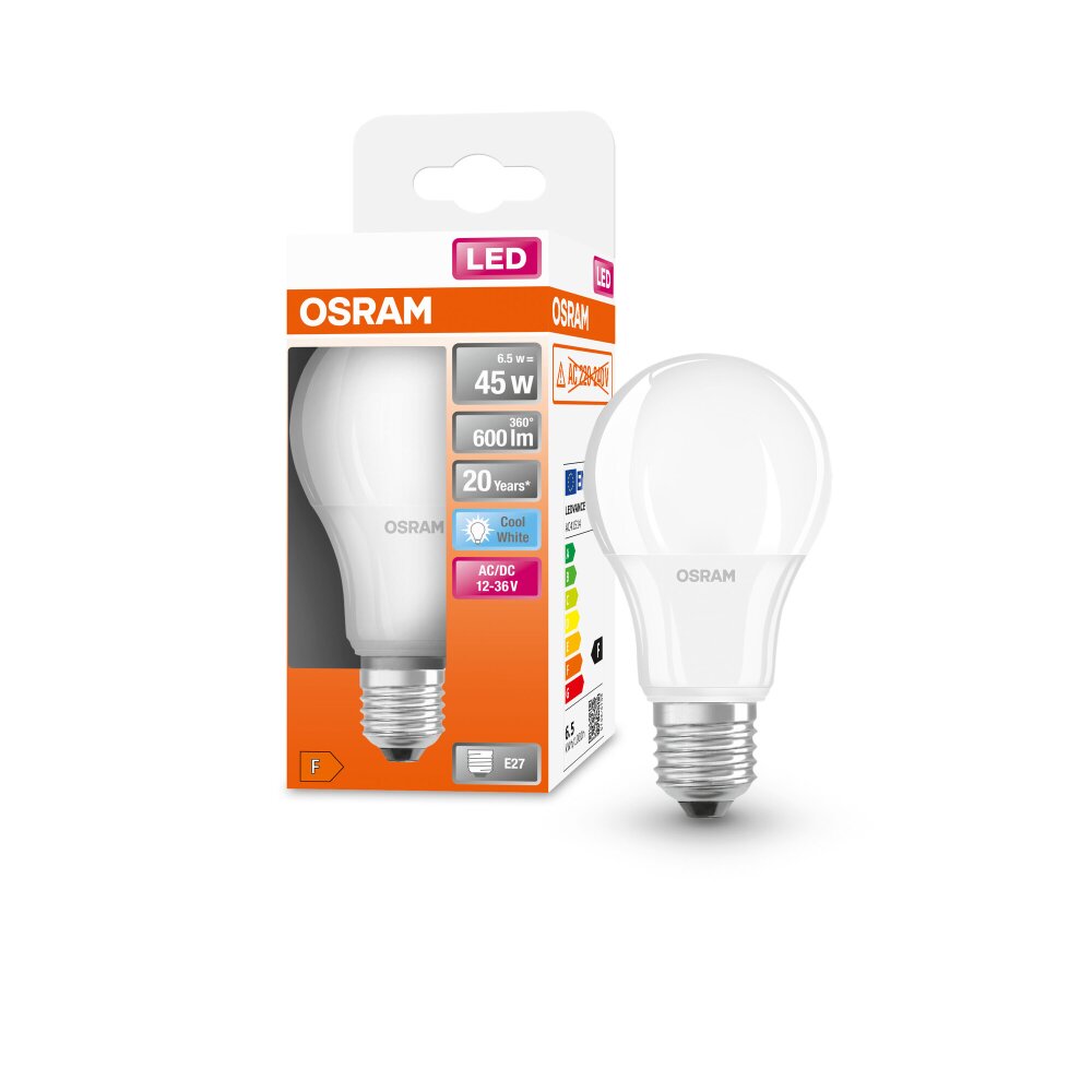 Osram E27 6.5 Watt neutralvit 600 Lumen main product photo