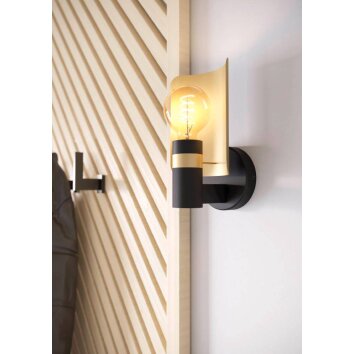 Eglo Lampor HAYES Vägglampa Mässing, Svart, 1-ljuskällor Eglo Lampor HAYES Vägglampa Mässing, Svart, 1-ljuskällor