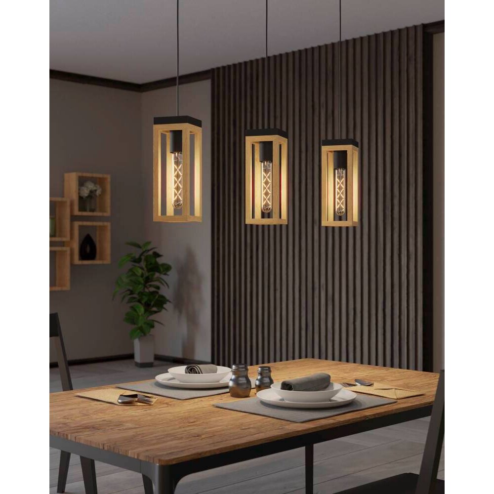 NAFFERTON Pendelbelysning Naturfärger, Svart, 3-ljuskällor main product photo