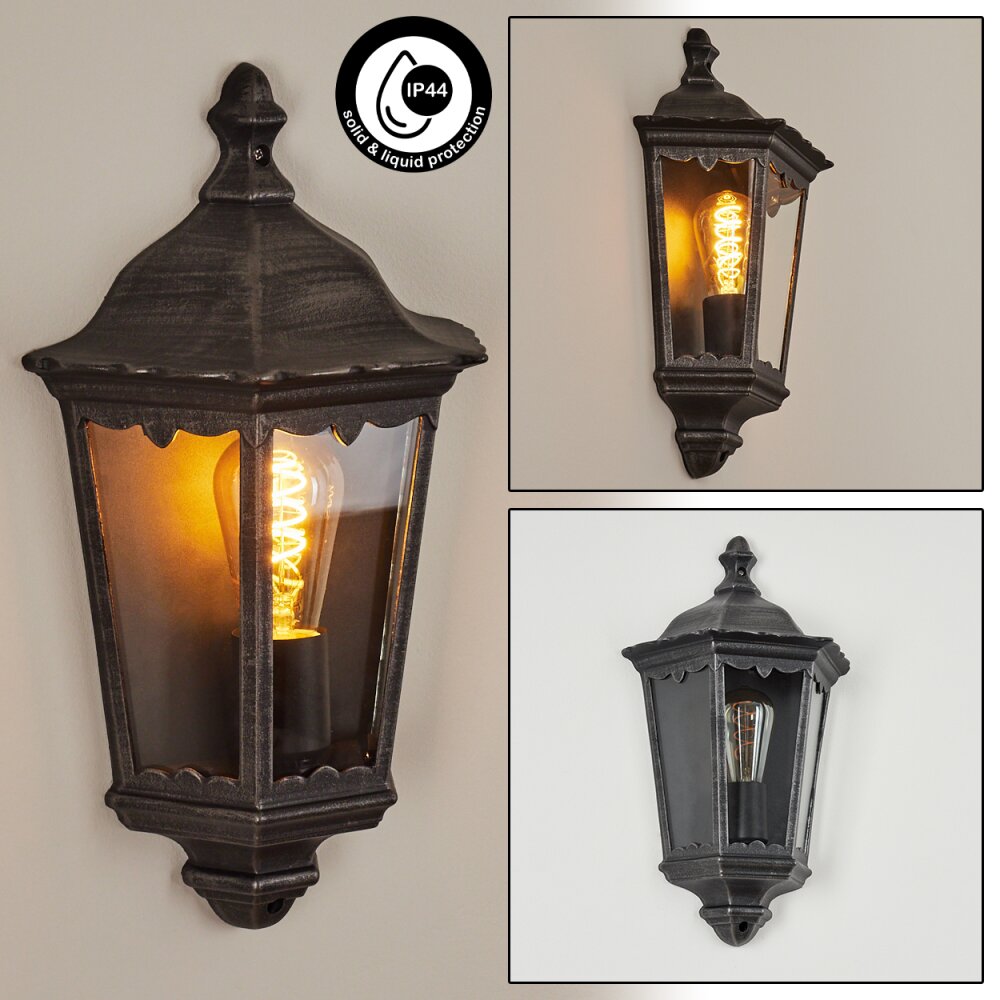 Hongkong vägglampa utomhus, Vägglampa Svart, Silver, 1-ljuskällor main product photo