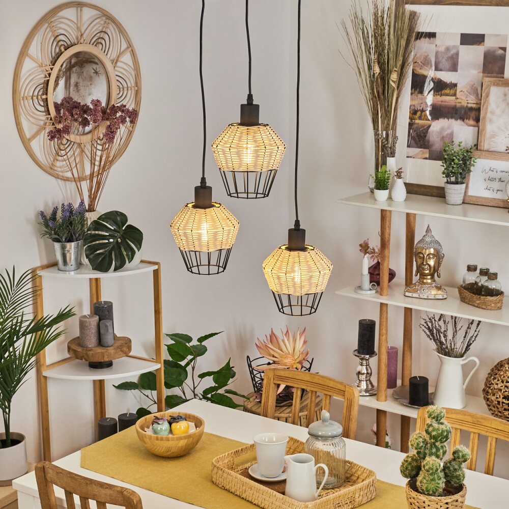 Benagil Pendellampa Trä ljus, Svart, 3-ljuskällor main product photo