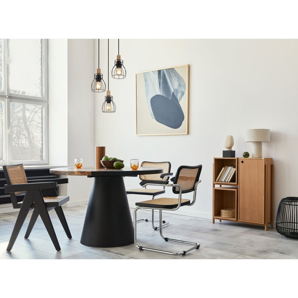 Globo MINA Pendellampa Trä mörkt, Svart, 3-ljuskällor main product photo