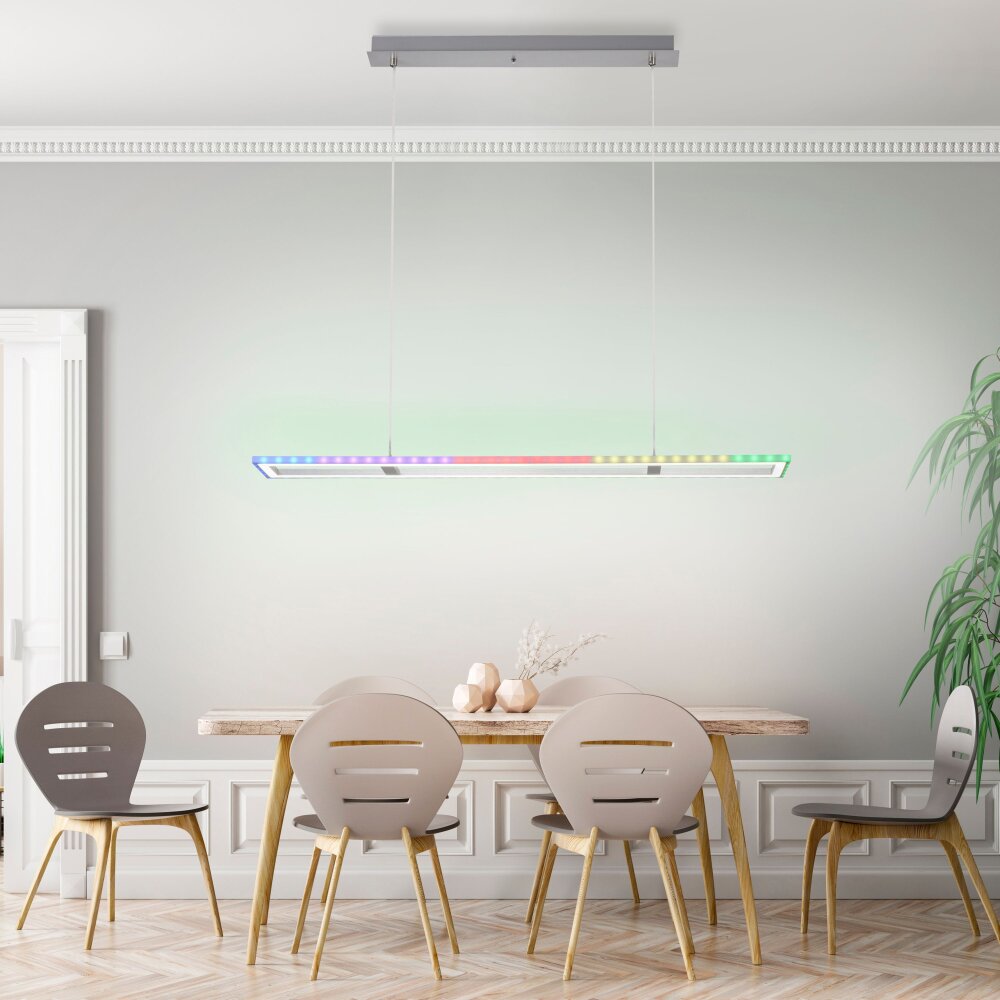 Leuchten Direkt FELIX60 Pendelbelysning LED Stål borstat, 2-ljuskällor, Fjärrkontroll, Färgväxlare main product photo