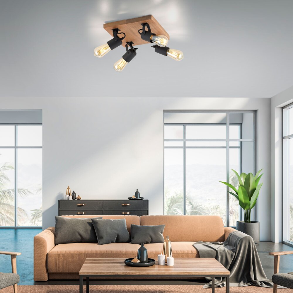 Leuchten Direkt CANOP Taklampa, Takstrålkastare Naturfärger, Svart, 4-ljuskällor main product photo