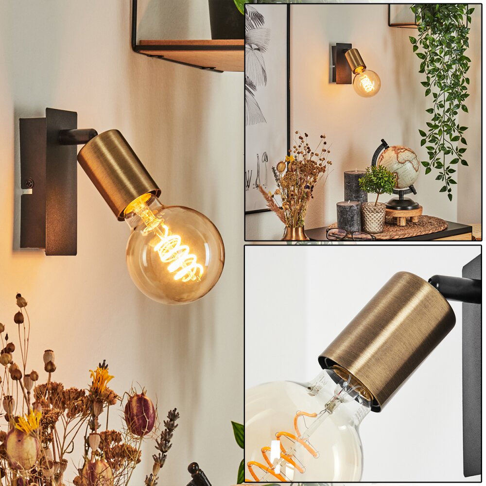 Laharie Vägglampa, Väggspotlight Antikmässing, Svart, 1-ljuskällor main product photo
