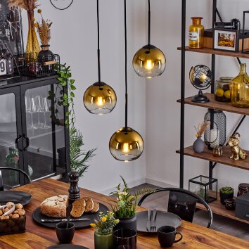 Koyoto Pendellampa 15 cm Guld, Klart, 3-ljuskällor Koyoto Pendellampa 15 cm Guld, Klart, 3-ljuskällor