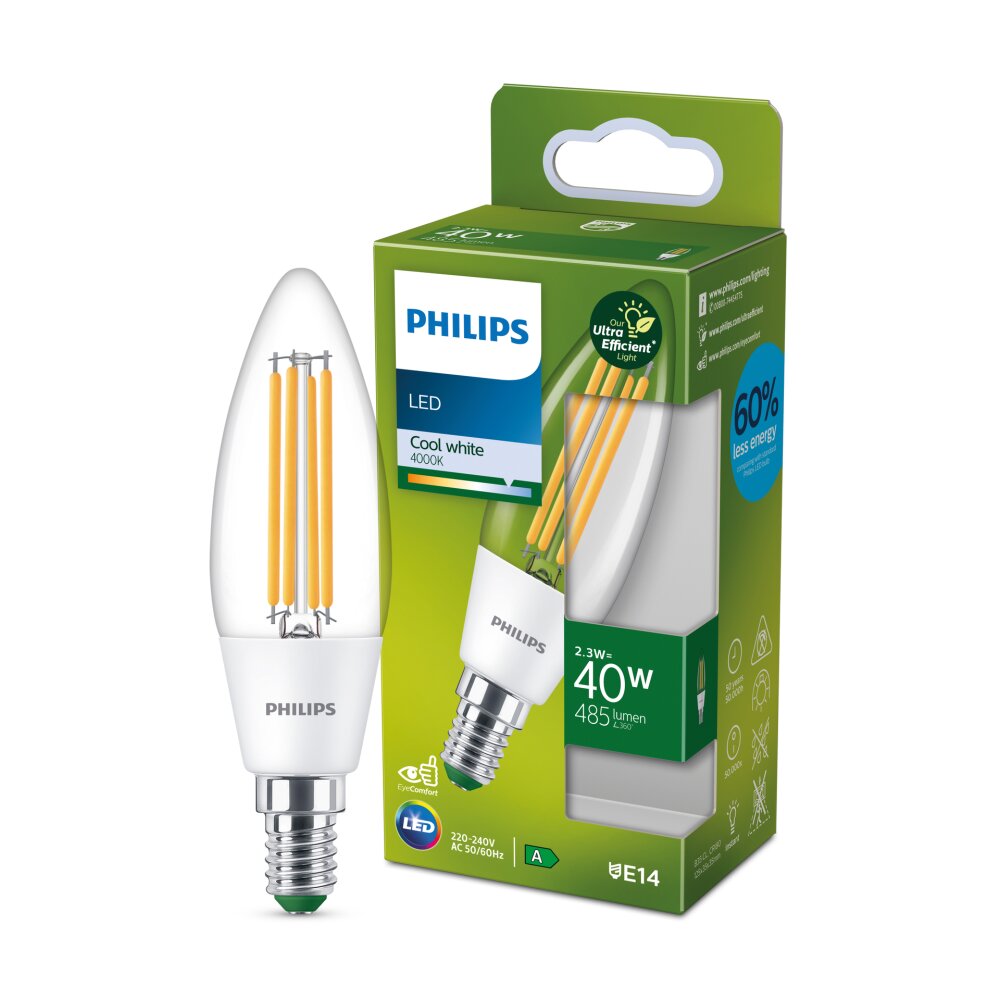 Philips Lampor E14 LED 2.3 Watt neutralvit 485 Lumen main product photo