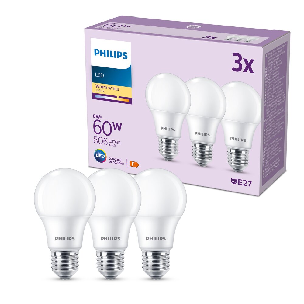 Philips Lampor E27 LED 8 Watt varmvit 806 Lumen main product photo