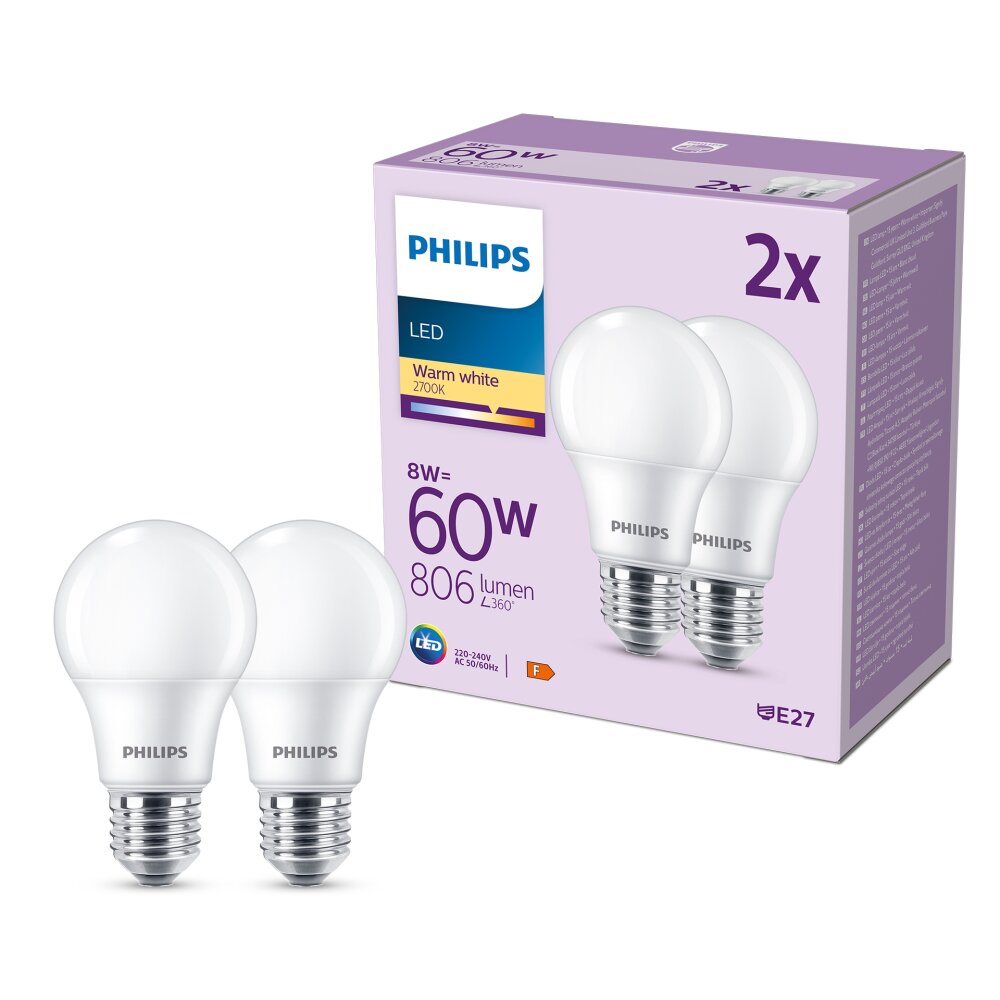 Philips Lampor E27 LED 8 Watt varmvit 806 Lumen main product photo