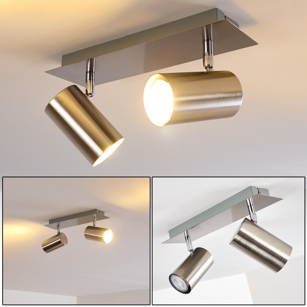 Zuoz Taklampa, Takstrålkastare Nickel matt, 2-ljuskällor main product photo