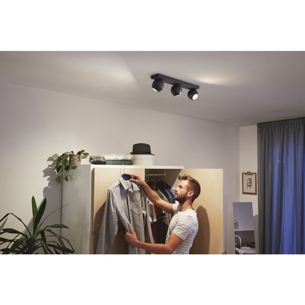 Philips Lampor Buckram Taklampa LED Svart, 3-ljuskällor, Fjärrkontroll main product photo