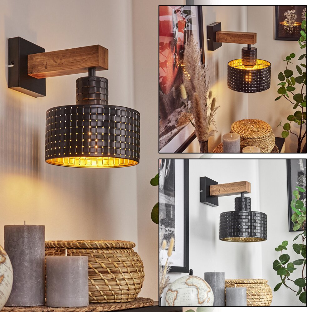 Chabian Vägglampa Brun, träoptik, Svart, 1-ljuskällor main product photo