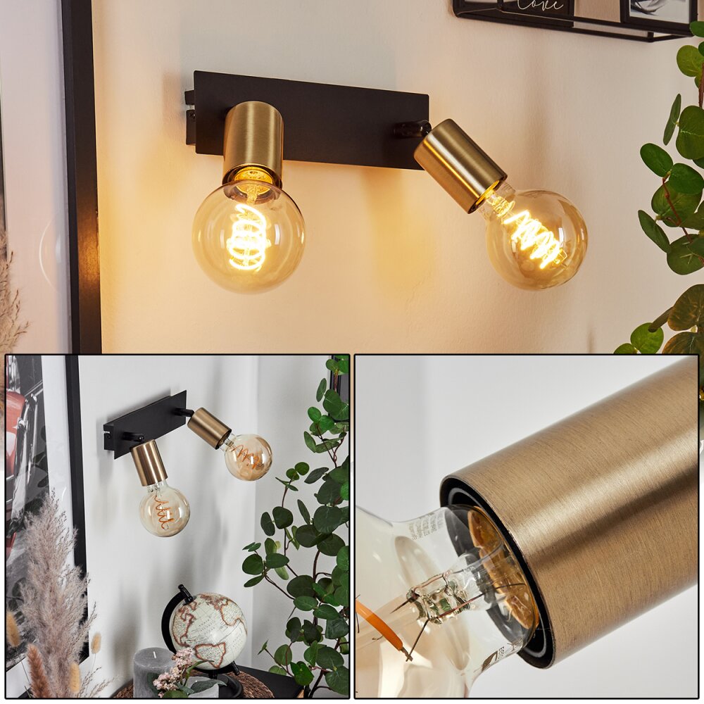 Laharie Vägglampa, Väggspotlight Antikmässing, Svart, 2-ljuskällor main product photo