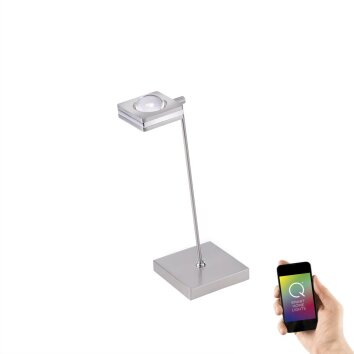 Paul Neuhaus Q-Serie Q-Fisheye Bordslampa LED Färg i rostfritt stål, 2-ljuskällor, Fjärrkontroll, Färgväxlare