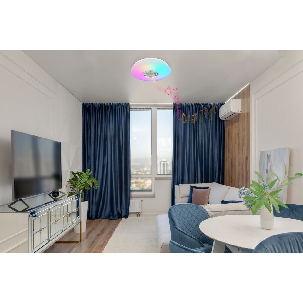 Globo DUNNY Taklampa LED Vit, 1-ljuskällor, Fjärrkontroll, Färgväxlare main product photo