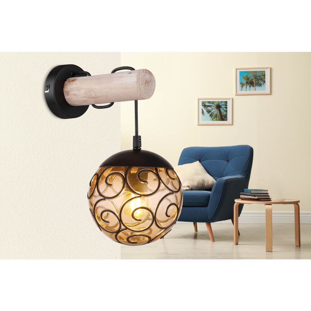 Globo MAXI Vägglampa Naturfärger, Svart, 1-ljuskällor main product photo