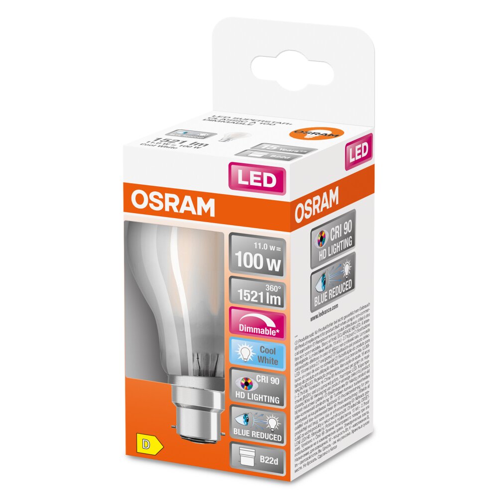 Osram B22d LED 11 Watt neutralvit dimbar 1521 Lumen main product photo