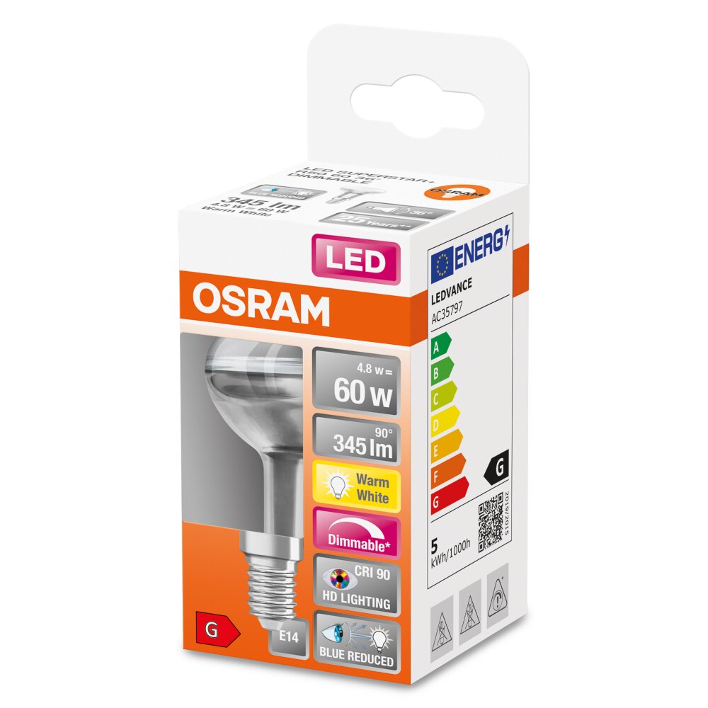 Osram E14 LED 4.8 Watt varmvit dimbar 345 Lumen main product photo