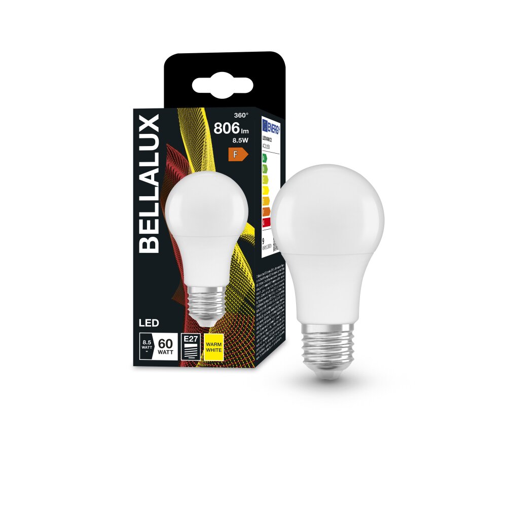 BELLALUX E27 LED 8.5 Watt varmvit 806 Lumen main product photo