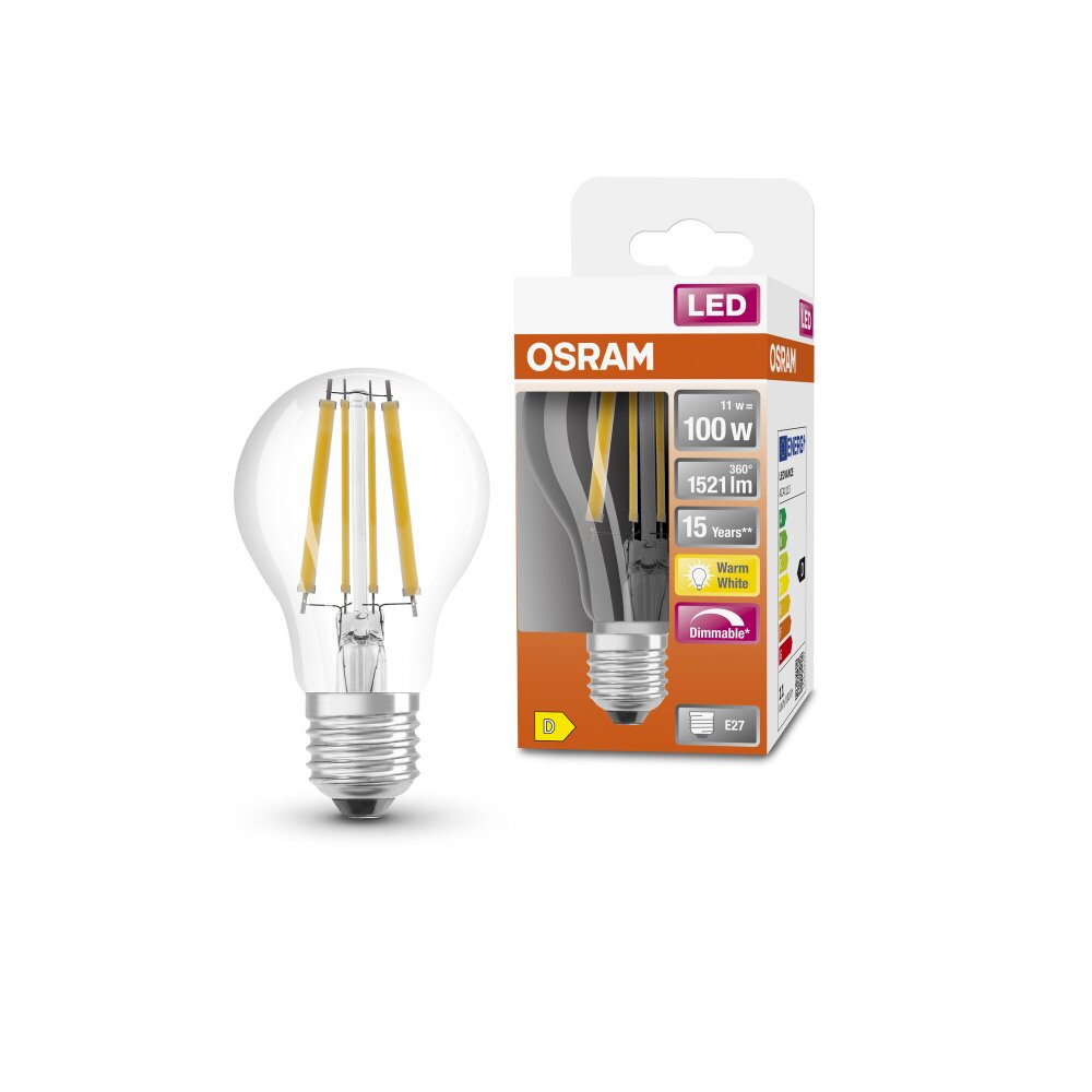 Osram E27 LED 11 Watt varmvit dimbar 1521 Lumen main product photo