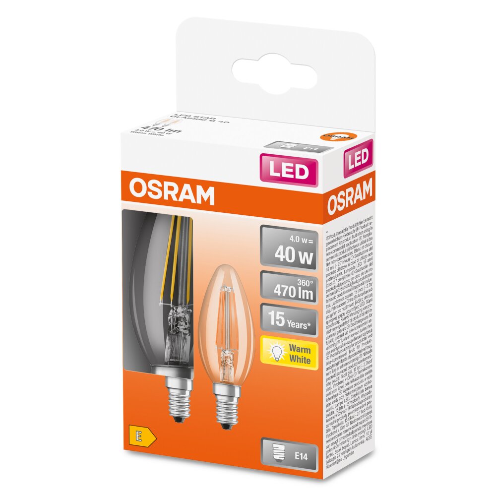 Osram E14 LED 4 Watt varmvit 470 Lumen main product photo