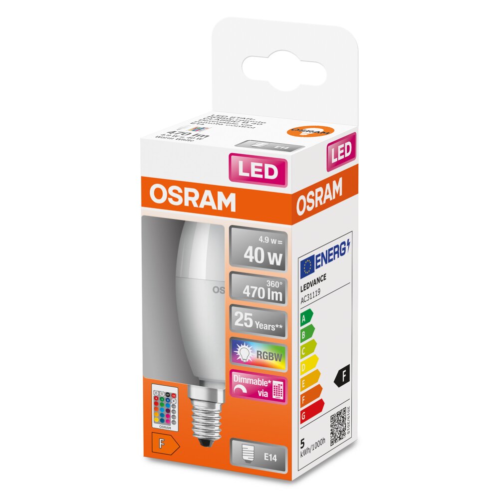 Osram E14 LED 4.9 Watt varmvit dimbar 470 Lumen main product photo