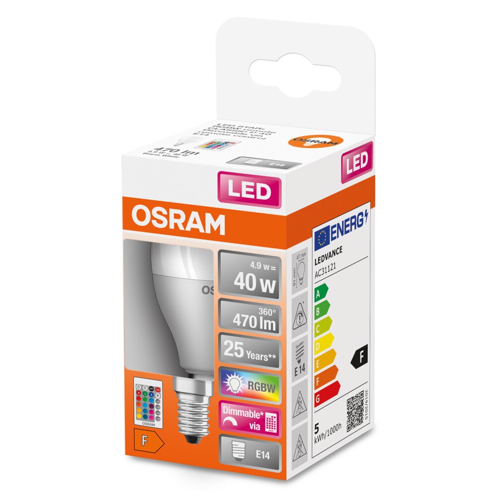 Osram E14 LED 4.9 Watt varmvit dimbar 470 Lumen main product photo
