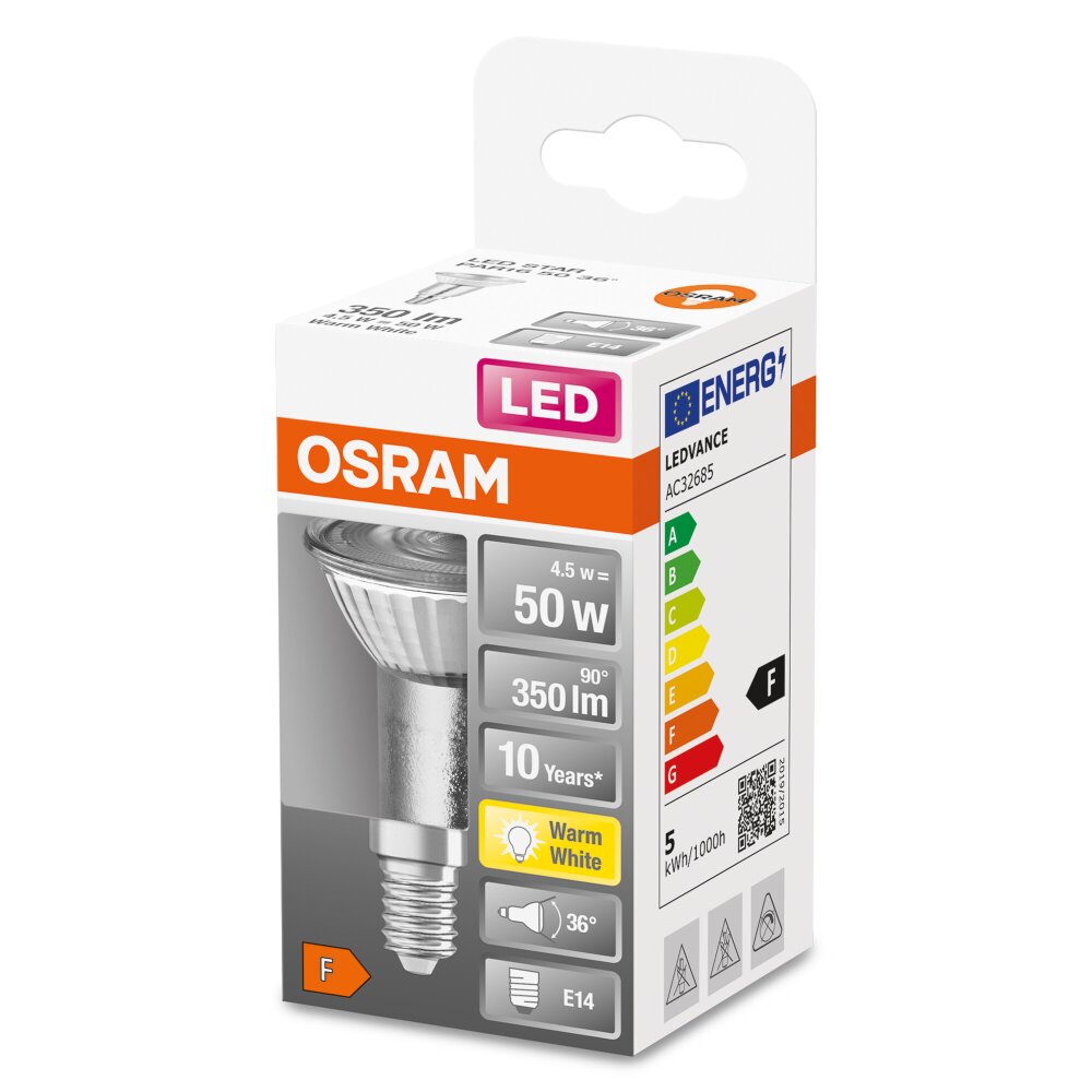 Osram E14 LED 4.5 Watt varmvit 350 Lumen main product photo