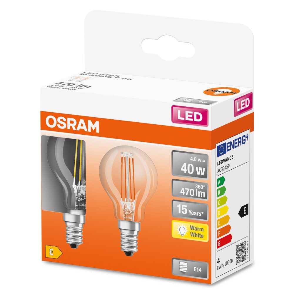 Osram E14 LED 4 Watt varmvit 470 Lumen main product photo