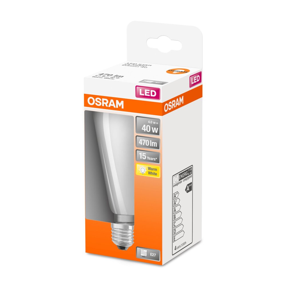 Osram E27 LED 4 Watt varmvit 470 Lumen main product photo