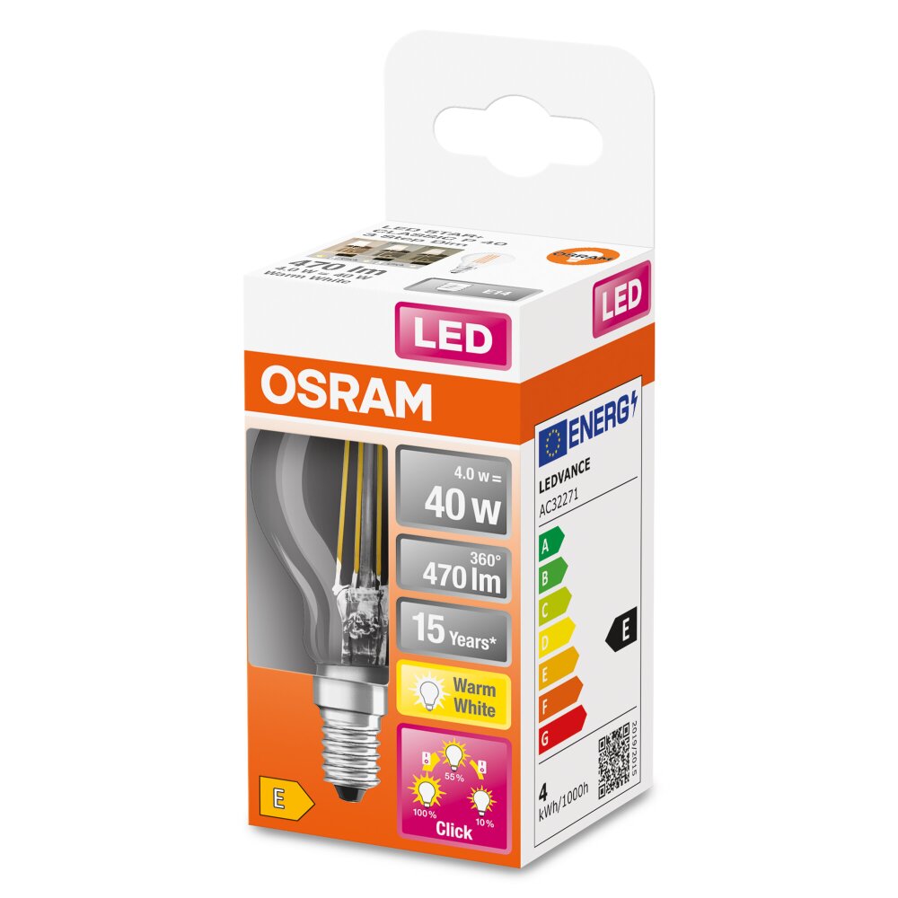 Osram E14 LED 4 Watt varmvit 470 Lumen main product photo