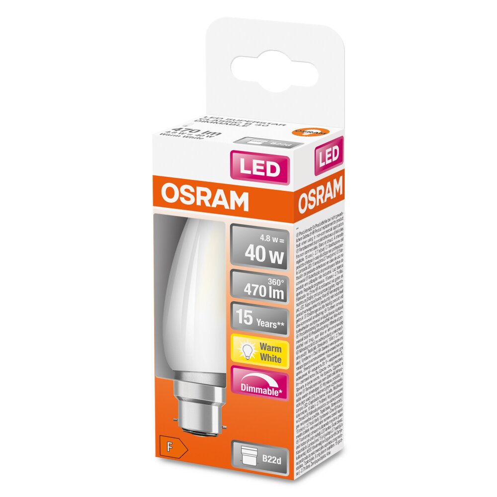 Osram B22d LED 4.8 Watt varmvit dimbar 470 Lumen main product photo