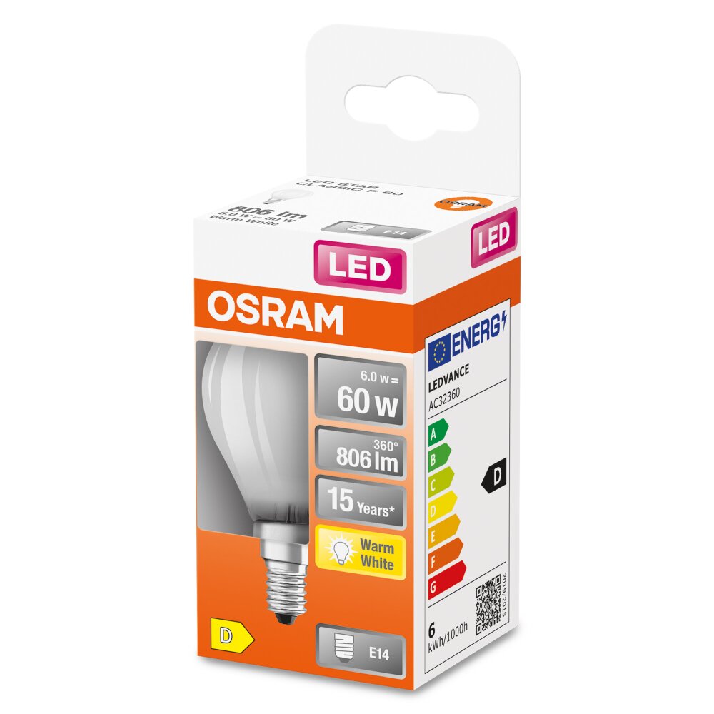 Osram E14 LED 5.5 Watt varmvit 806 Lumen main product photo