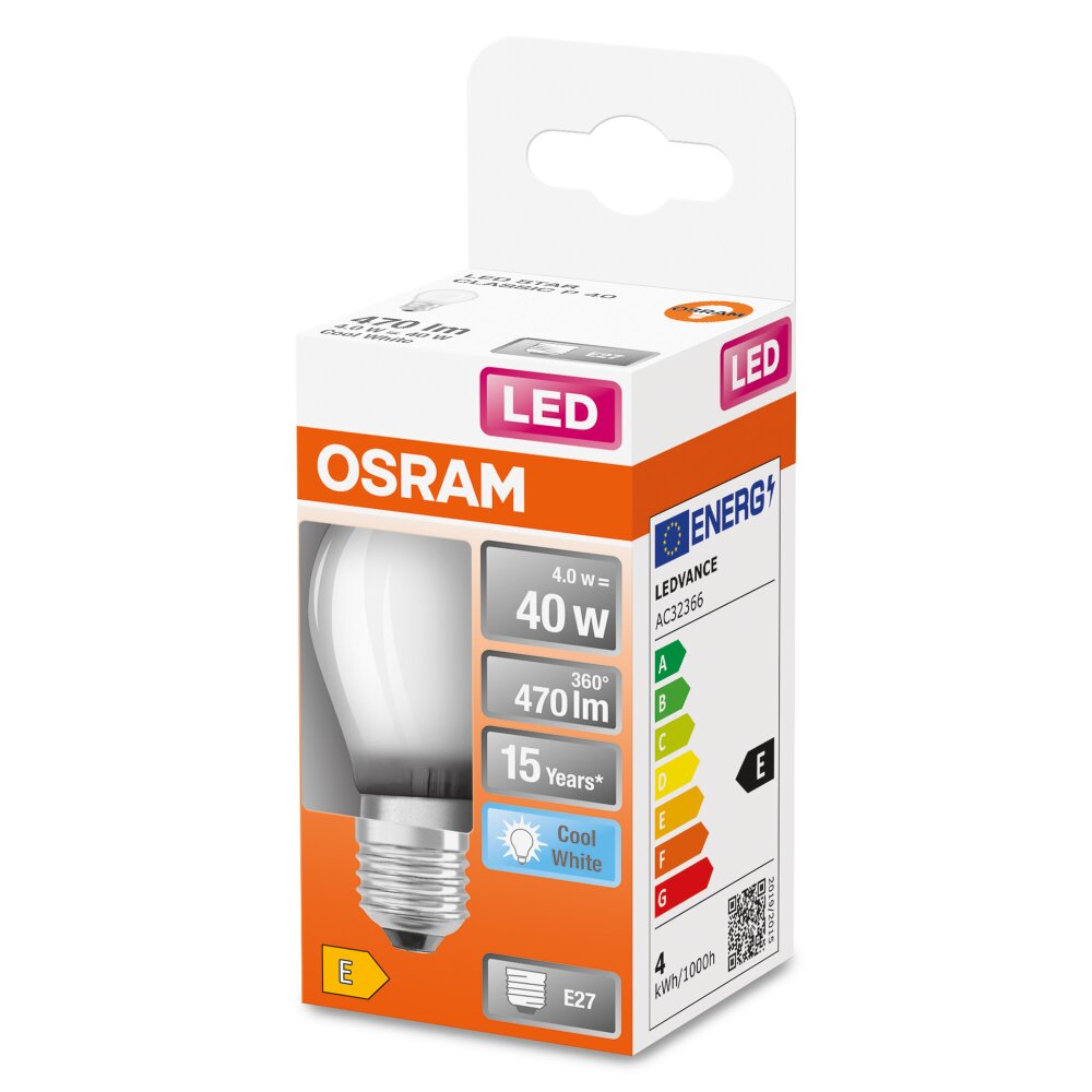 Osram E27 LED 4 Watt neutralvit 470 Lumen main product photo