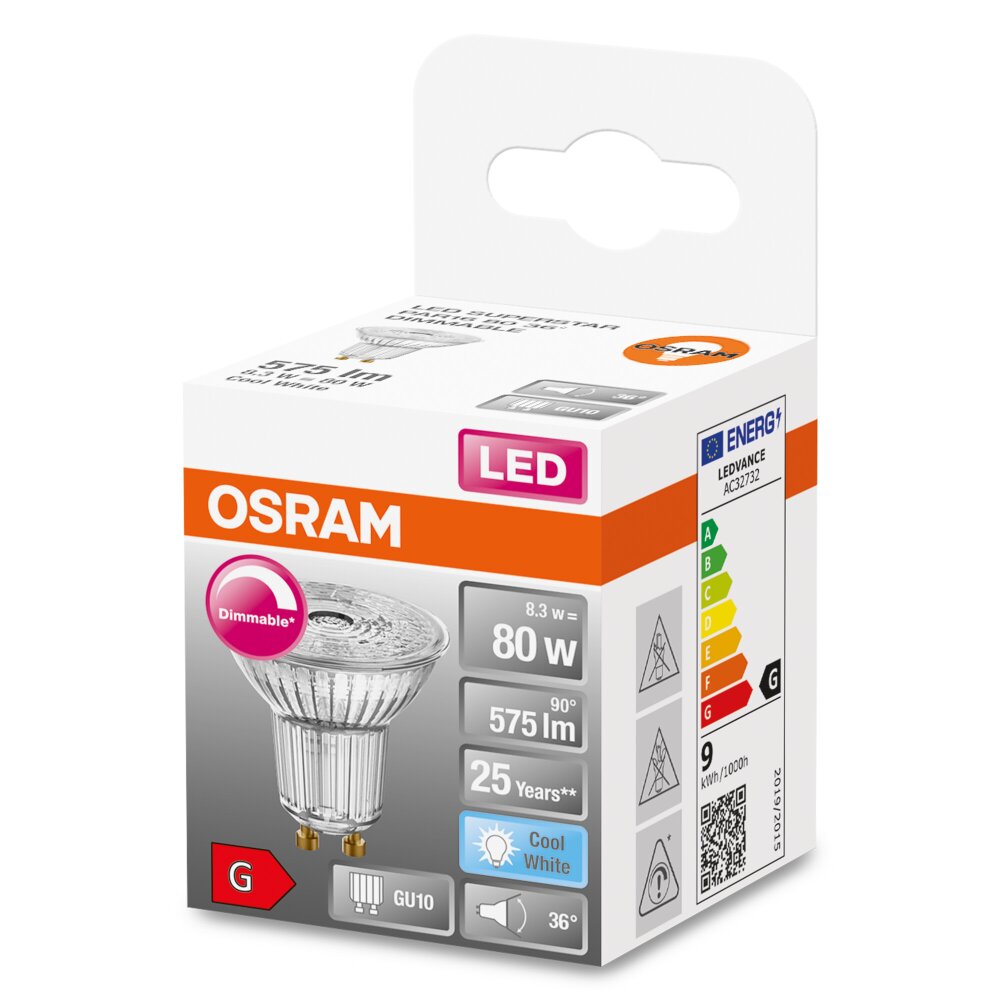 Osram GU10 LED 8.3 Watt neutralvit dimbar 580 Lumen main product photo