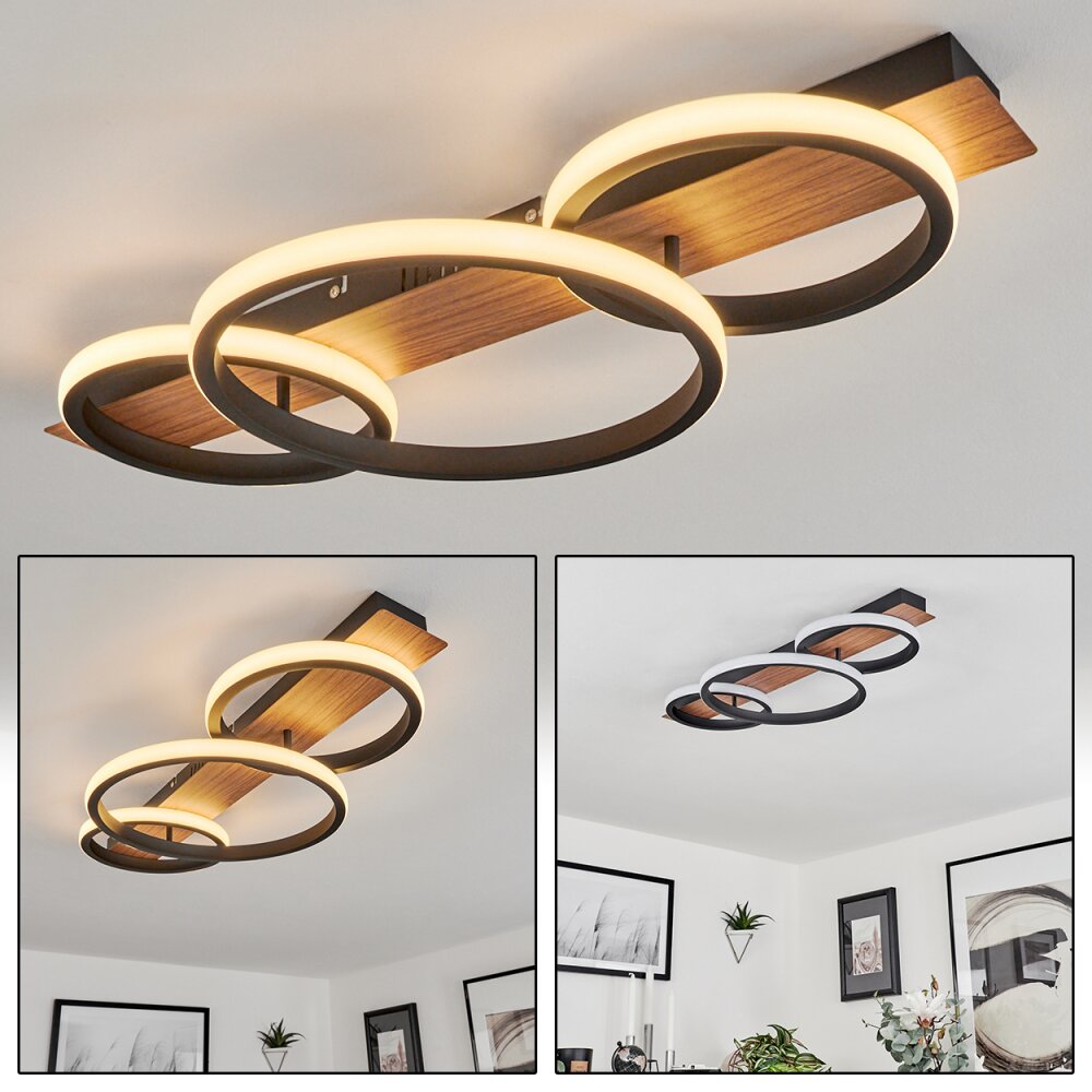 Canhestros Taklampa LED Brun, träoptik, Svart, 1-ljuskällor main product photo