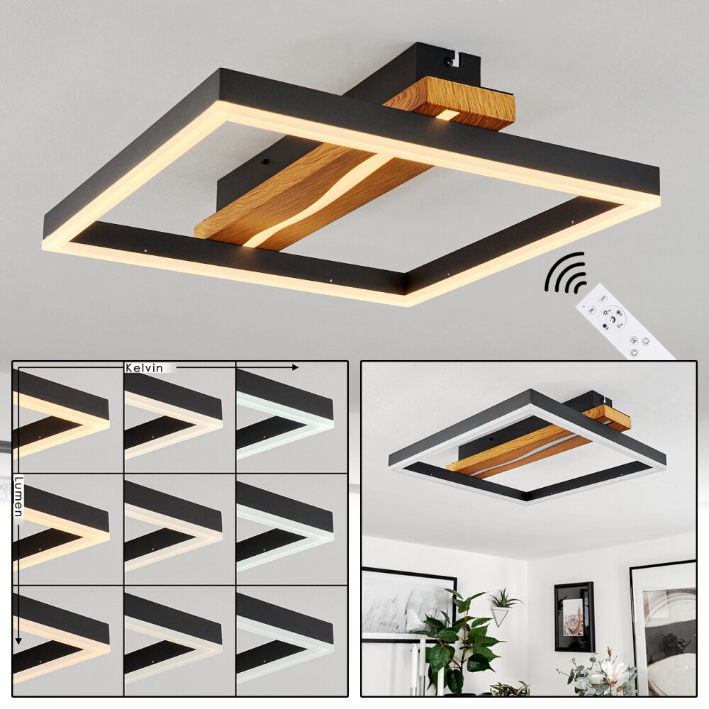Angtasom Taklampa LED träoptik, Svart, Vit, 1-ljuskällor, Fjärrkontroll main product photo