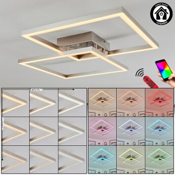 Relous Taklampa LED Färg i rostfritt stål, 2-ljuskällor, Fjärrkontroll, Färgväxlare