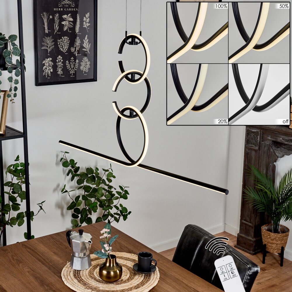 Chlak Pendelbelysning LED Svart, 3-ljuskällor, Fjärrkontroll main product photo